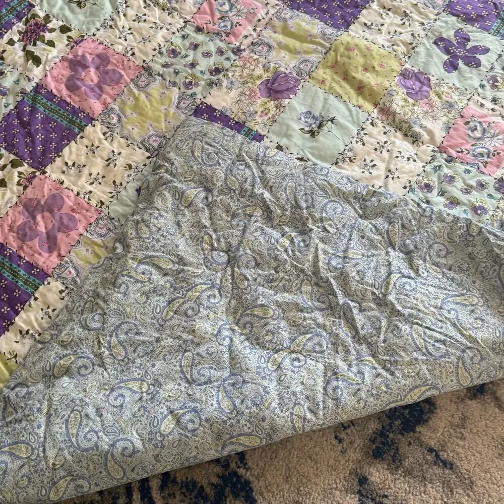 Pastel Patchwork Twin Comforter by Match Cotton Cottage Core Feminine Romantic